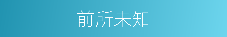 前所未知的意思