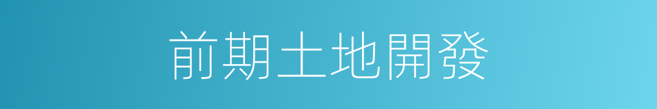 前期土地開發的同義詞