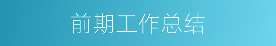 前期工作总结的同义词