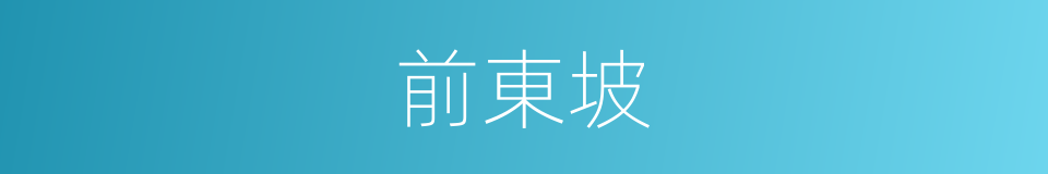 前東坡的同義詞