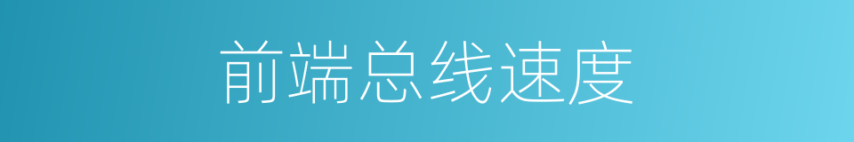 前端总线速度的同义词