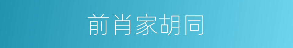 前肖家胡同的同义词