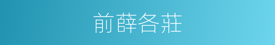 前薛各莊的同義詞