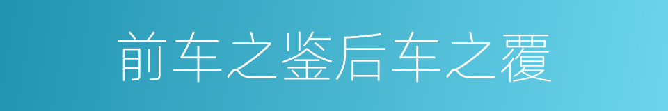 前车之鉴后车之覆的同义词