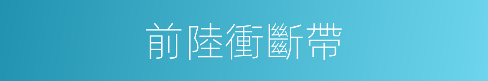 前陸衝斷帶的同義詞