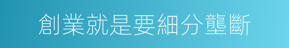 創業就是要細分壟斷的同義詞