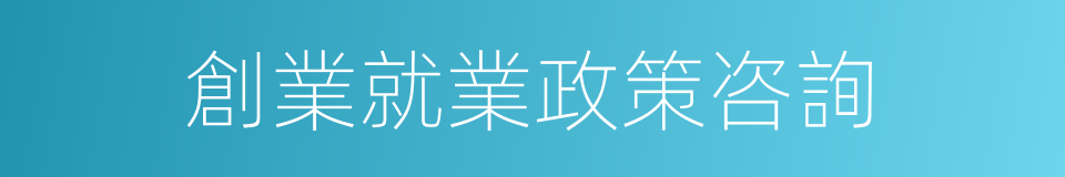 創業就業政策咨詢的同義詞