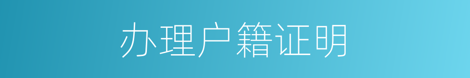 办理户籍证明的同义词