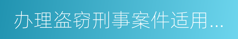 办理盗窃刑事案件适用法律若干问题的解释的同义词