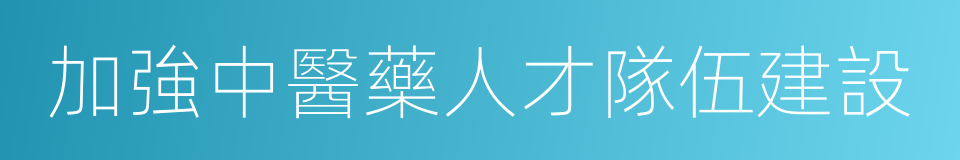 加強中醫藥人才隊伍建設的同義詞