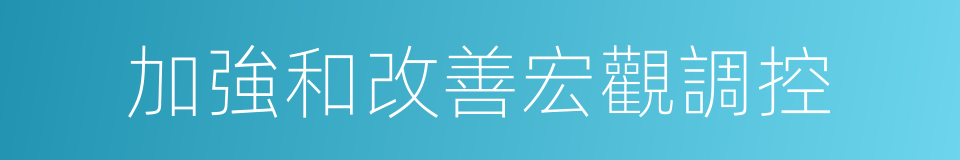 加強和改善宏觀調控的同義詞