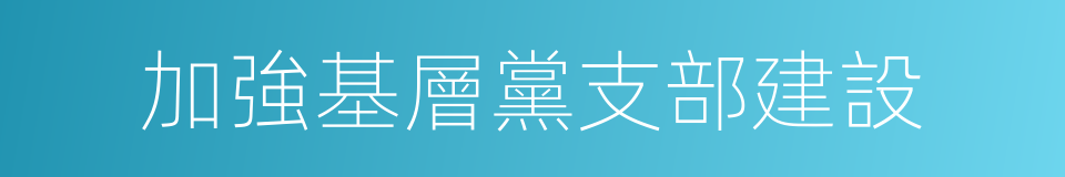 加強基層黨支部建設的同義詞