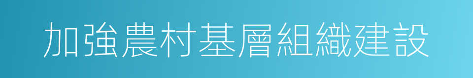 加強農村基層組織建設的同義詞