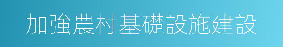 加強農村基礎設施建設的同義詞