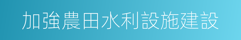 加強農田水利設施建設的同義詞