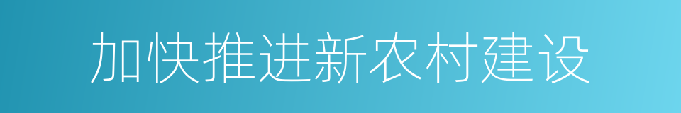 加快推进新农村建设的同义词