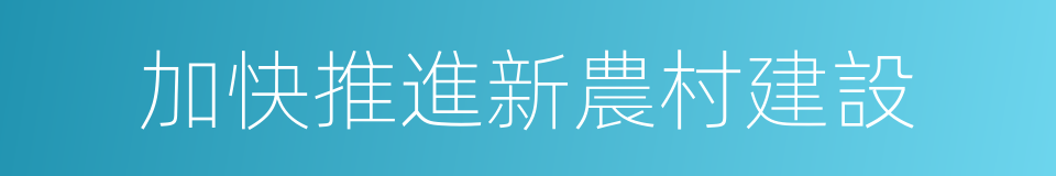 加快推進新農村建設的同義詞