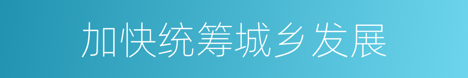 加快统筹城乡发展的同义词