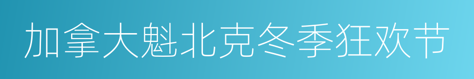 加拿大魁北克冬季狂欢节的同义词