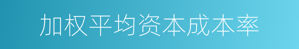 加权平均资本成本率的同义词