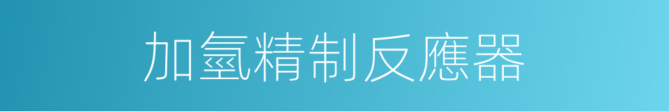 加氫精制反應器的同義詞