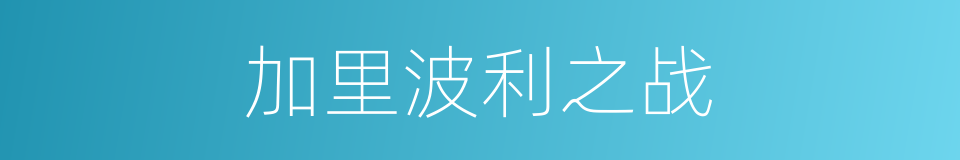 加里波利之战的同义词