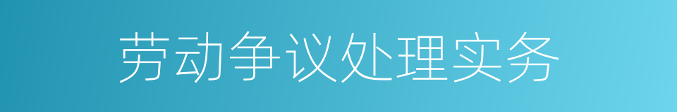 劳动争议处理实务的同义词