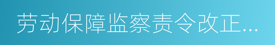 劳动保障监察责令改正决定书的同义词