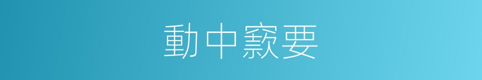 動中窾要的意思