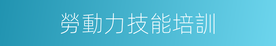 勞動力技能培訓的同義詞