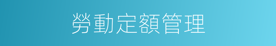 勞動定額管理的同義詞