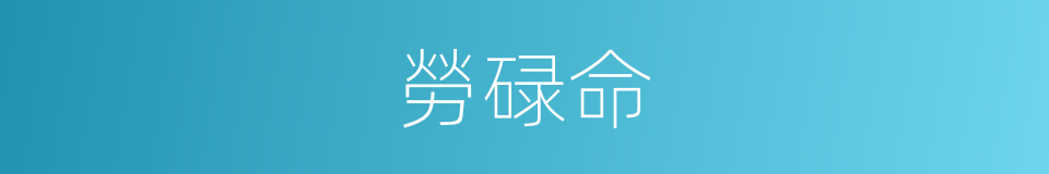 勞碌命的意思