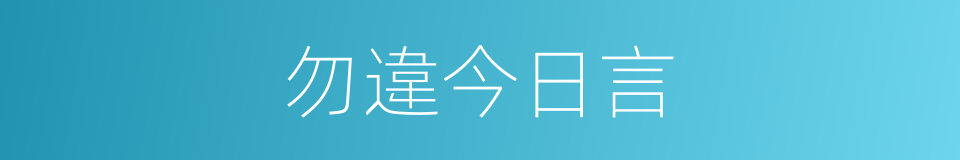 勿違今日言的同義詞