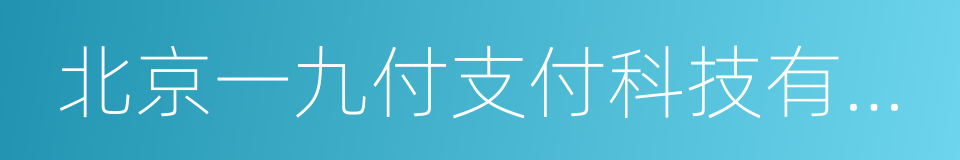 北京一九付支付科技有限公司的同义词