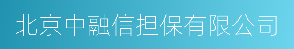 北京中融信担保有限公司的同义词