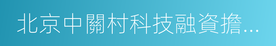 北京中關村科技融資擔保有限公司的同義詞