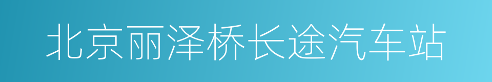 北京丽泽桥长途汽车站的同义词