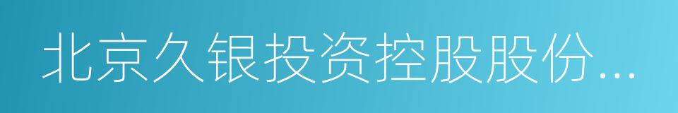 北京久银投资控股股份有限公司的同义词