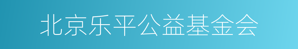 北京乐平公益基金会的同义词