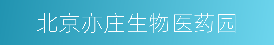 北京亦庄生物医药园的同义词