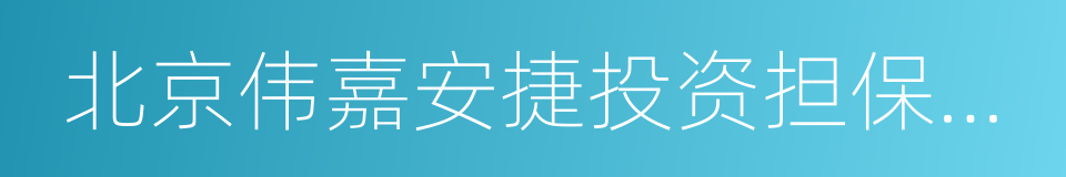 北京伟嘉安捷投资担保有限公司的同义词