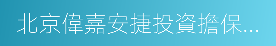 北京偉嘉安捷投資擔保有限公司的同義詞