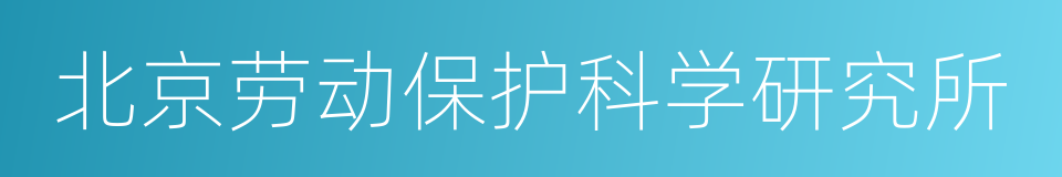 北京劳动保护科学研究所的同义词