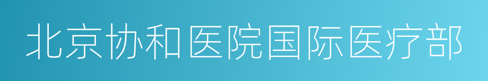 北京协和医院国际医疗部的同义词