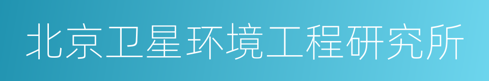 北京卫星环境工程研究所的同义词