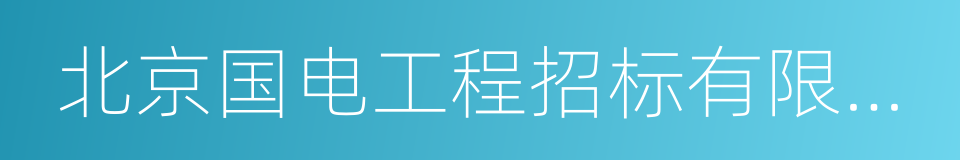 北京国电工程招标有限公司的同义词