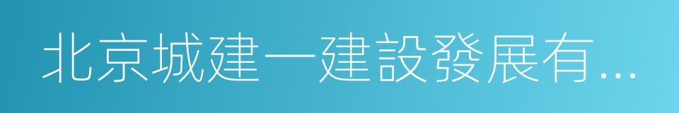 北京城建一建設發展有限公司的同義詞