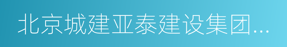 北京城建亚泰建设集团有限公司的同义词