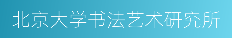 北京大学书法艺术研究所的同义词