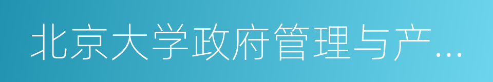 北京大学政府管理与产业发展研究院的同义词